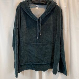 NSF green velour hooded sweatshirt top Large